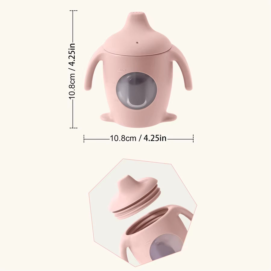 Color Kids Baby Cup Toddler Dining Cup Baby Silicone Transparent Water Bottle with Handle Milk Cups for Toddlers Baby Stuff