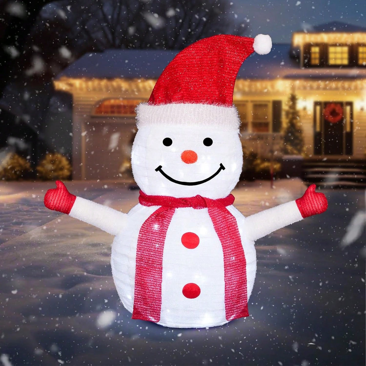 Lit Christmas Standing Decoration, 27-Inch Santa with 45 LED Lights, Foldable Pre-Lit Home Christmas Decoration, Suitable for Indoor and Outdoor Christmas Decoration, Garden and Yard Christmas Decoration, Outdoor Decorative Lights