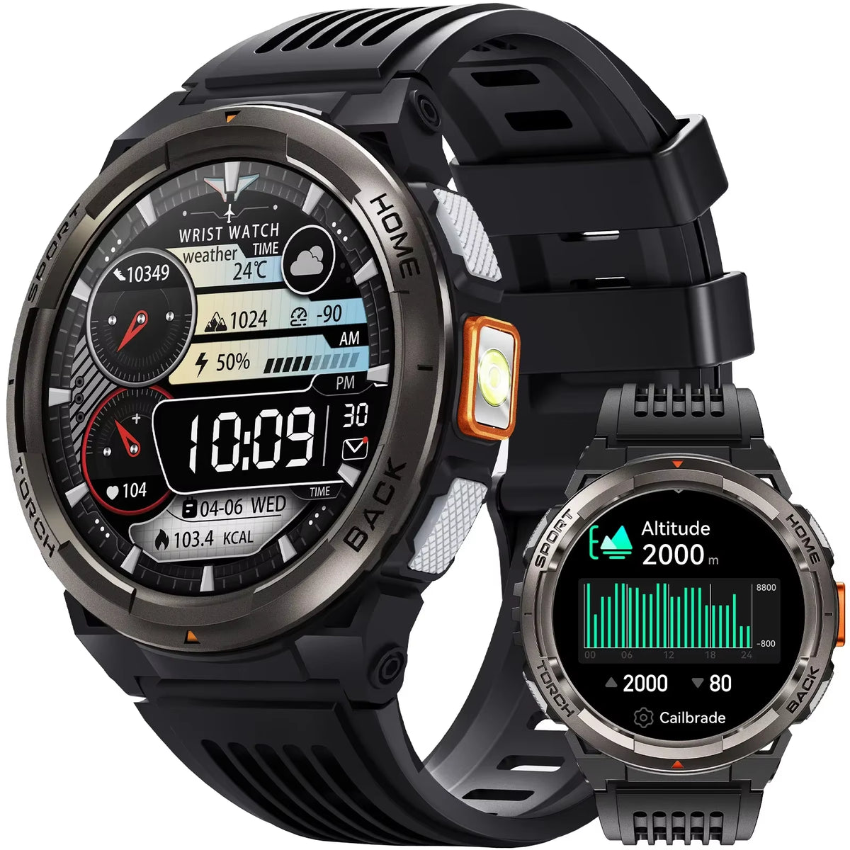 Smart Watch KE5 2024 3ATM Waterproof Original Design Sports Watch with Compass and Altitude Barometer LED Flashlight Call