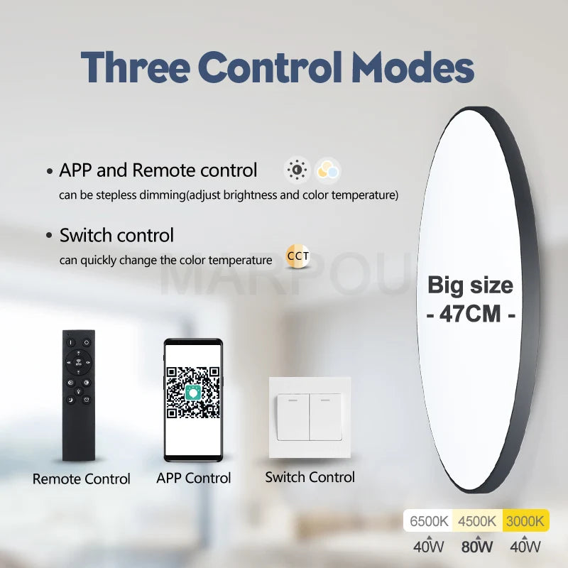 Smart Ceiling Lamp LED Lamp for Bedroom Ceiling Lights with Remote Control Dimmable LED Lights for Room Living Room