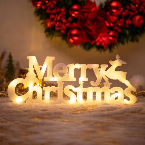 1Pc Christmas Decoration Xmas Merry Christmas LED Letter Tag Light for Home Decoration Christmas Decoration Supplies