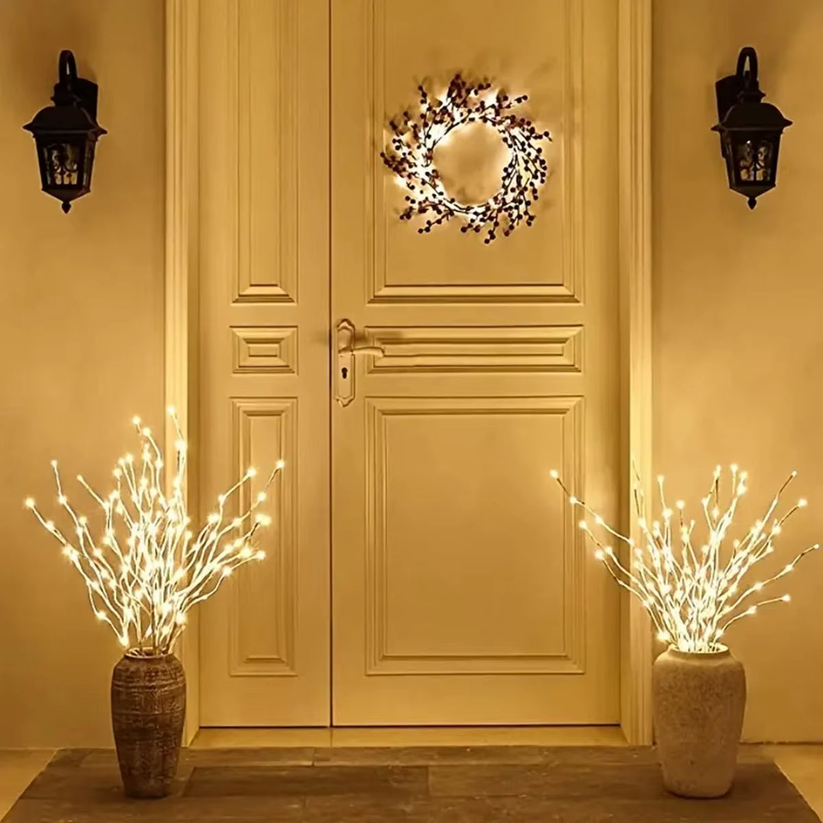 1 PC White Birch Branch Lights Battery Operated 20 LED Fairy Lights Willow Branches for Home Bedroom inside Outdoor Decoration