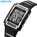 Men Rectangular Sports Electronic Watch Waterproof 50M Night Light Large Screen Alarm Clock Trend Retro Style