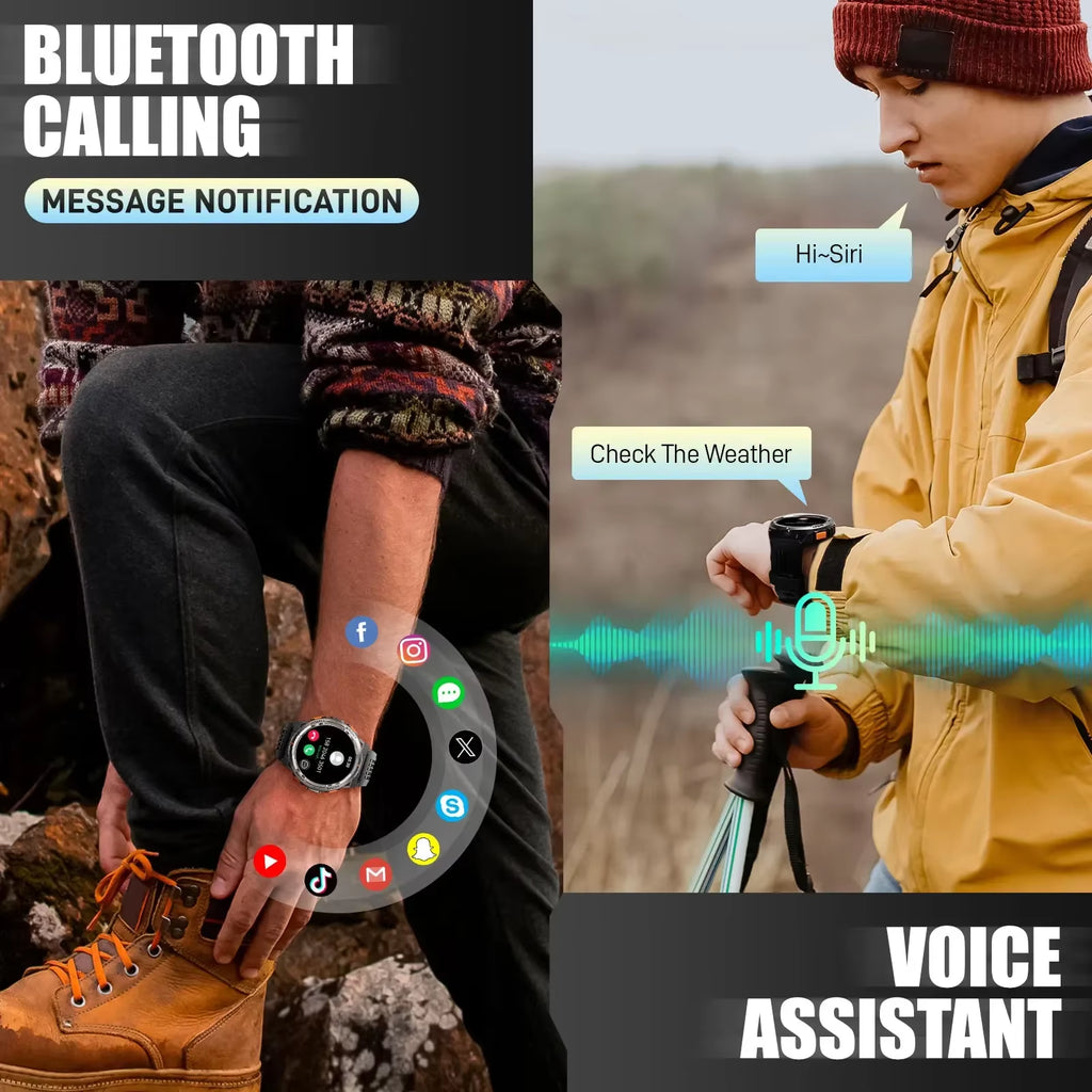 Smart Watch KE5 2024 3ATM Waterproof Original Design Sports Watch with Compass and Altitude Barometer LED Flashlight Call
